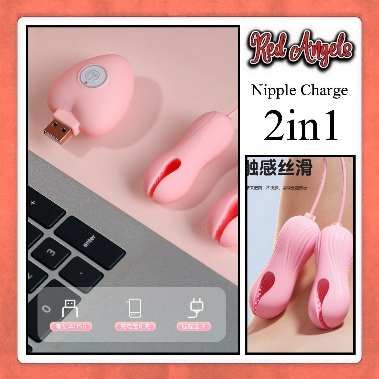Pekalongan Red Angels Alat Getar Wanita Vibrator Nipple Charge 2 in 1