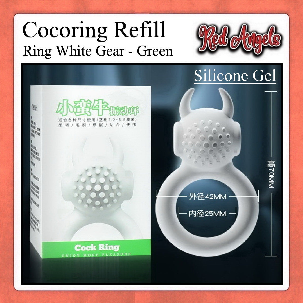 Pekalongan Red Angels Vibrator Pria White Gear Silicon Gel