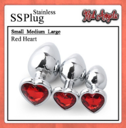Pekalongan Midnight Stainless Steel Diamond SS Plug Love Red
