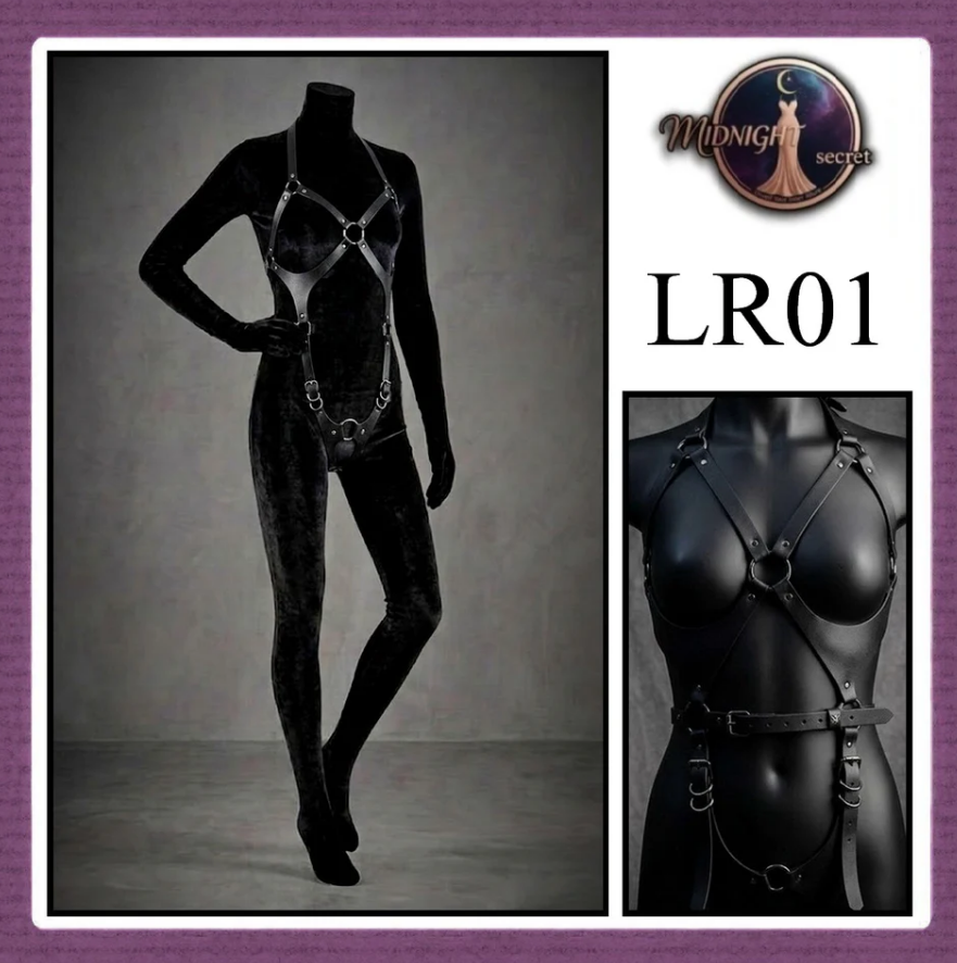 Midnight Body Sexy Harness LR01 - Lingerie Fashion Gothic Streetwear PU Leather