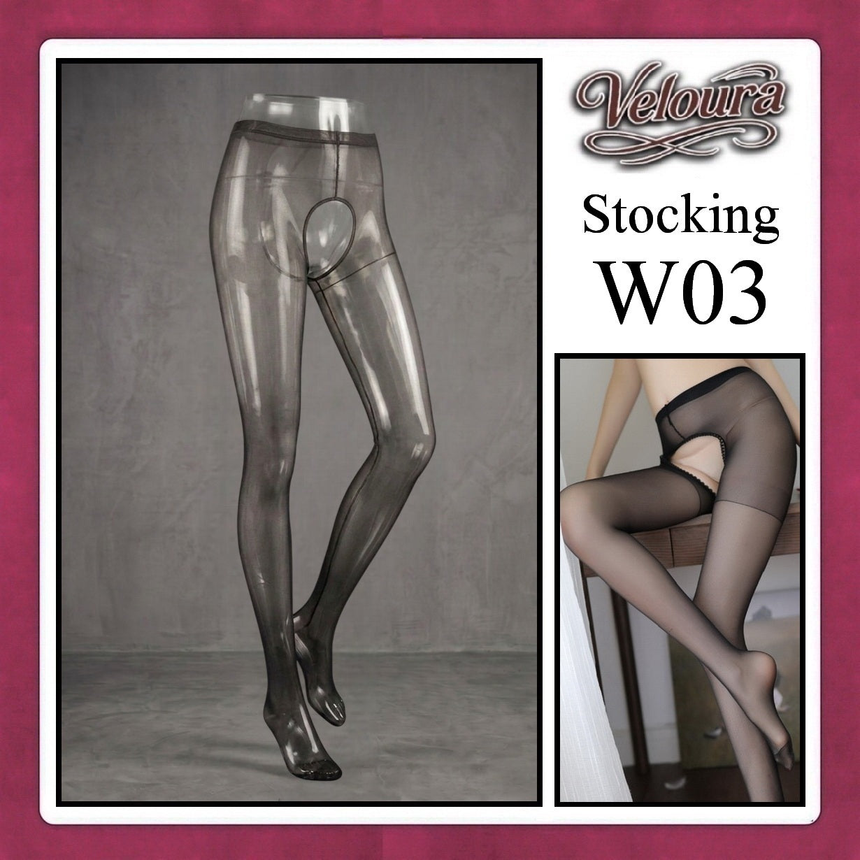 Pekalongan Veloura Stocking Tinggi Open Crotch - W03