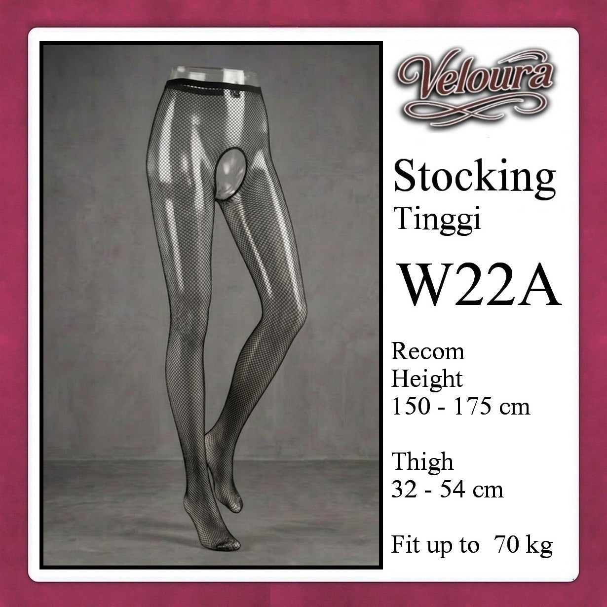 Pekalongan Veloura Stocking Sexy Tinggi Pinggang Lingerie Fish Net - W22