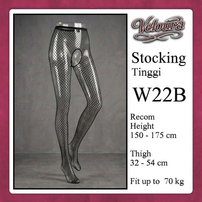 Pekalongan Veloura Stocking Sexy Tinggi Pinggang Lingerie Fish Net - W22