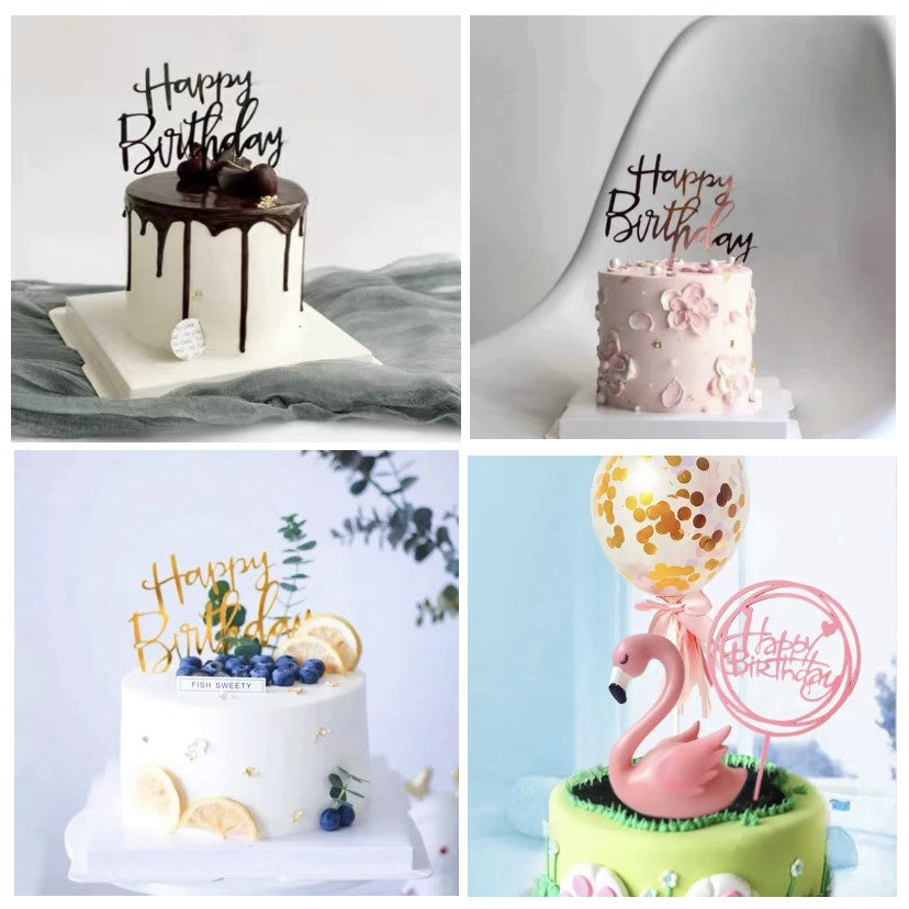 Pekanbaru Cake Topper Akrilik Happy Birthday / Mother'S Day / Father'S Day Ukuran Besar (Instan Only)
