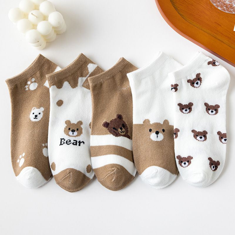 Kaos Kaki Beruang Coklat Cute Women Socks Import Kaos Kaki Berkualitas Brown Bear Kaos Kaki Lucu Korean Style