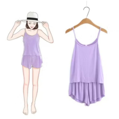 [SDW] pekanbaru/Baju Tidur Set Wanita Piyama Camisole Celana Pendek Pakaian Wanita Korea Style BS877