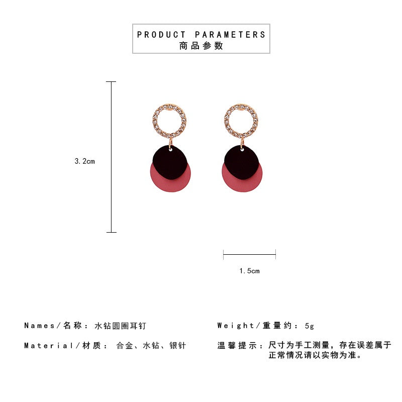Anting Wanita Bentuk Hati Maroon Anting Panjang Besar Anting Simple Elegan Maroon Woman Earrings Korean Style Anting Berkualitas