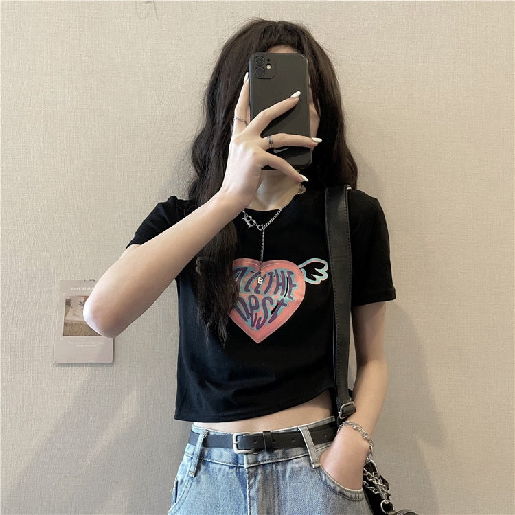 Kaos Crop Wanita All The Best Atasan Wanita Trend Kekinian Atasan Korea Korean Style