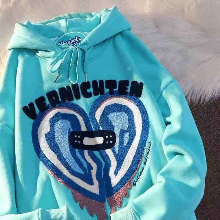 Hoodie Oversize Vernichten Love Plester Broken Heart Hoodie Swag Trending Hoodie Couple Unisex Street Style Love Bordir Hoodie Berkualitas Korean Style