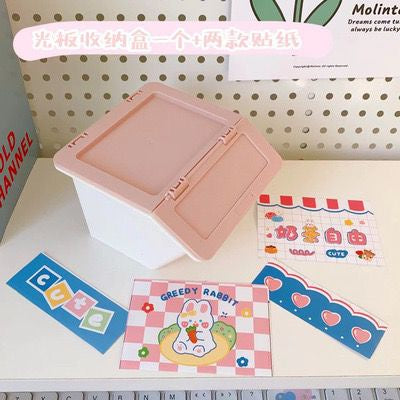 Tempat Penyimpanan Colorful Box Mini Aesthetic Serbaguna Tape Accessories Dengan Tutup Flip Lipat Stuff Organizer Stackable Stationary Kit