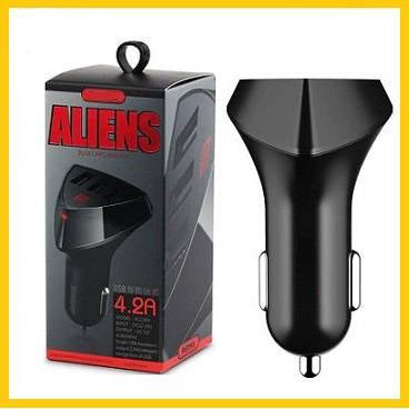 HR- K1 Charger Mobil Alien RCC304 3 USB Slot Output 4.2A Fast Charging