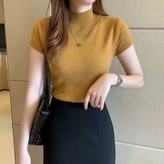 [SDW] pekanbaru/Baju Model Turtleneck Kaos Lengan Pendek Carenina Baju RIB Garis-Garis (LD 80, P 40)