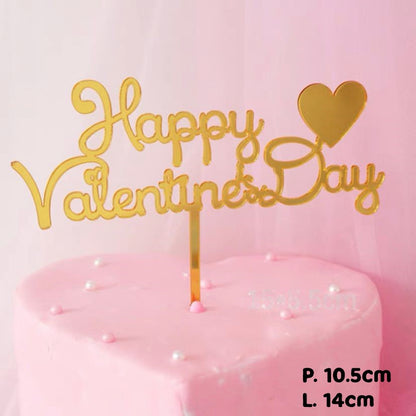 Pekanbaru Cake Topper Akrilik Happy Anniv / Happy Valentine / Happy Wedding (Instan Only)