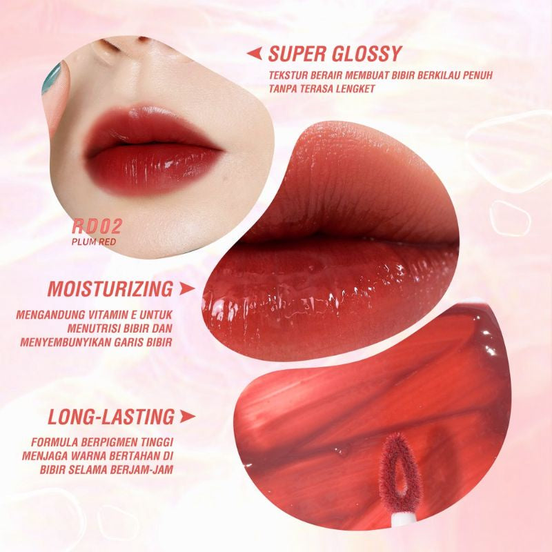 Pekanbaru Pinkflash Watery Glam Lipgloss Super Glossy Shiny Lip Tint High Quality