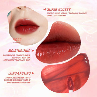 Pekanbaru Pinkflash Watery Glam Lipgloss Super Glossy Shiny Lip Tint High Quality