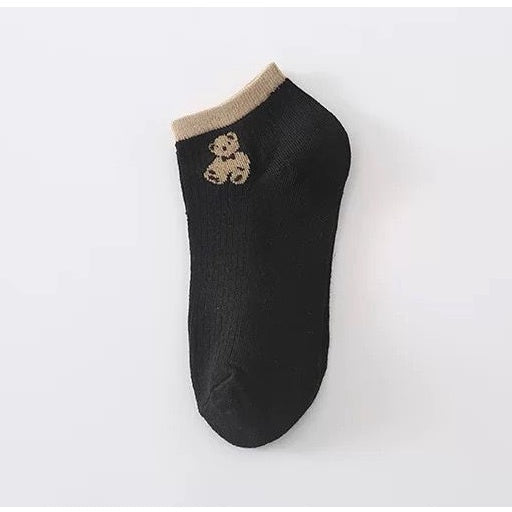 Kaos Kaki Teddy Bear Pendek Coklat Hitam Putih Moka Cream Cute Bear Women Socks Kaos Kaki Beruang Lucu Berkualitas Kaos Kaki Soft Lembut High Quality Korean Style