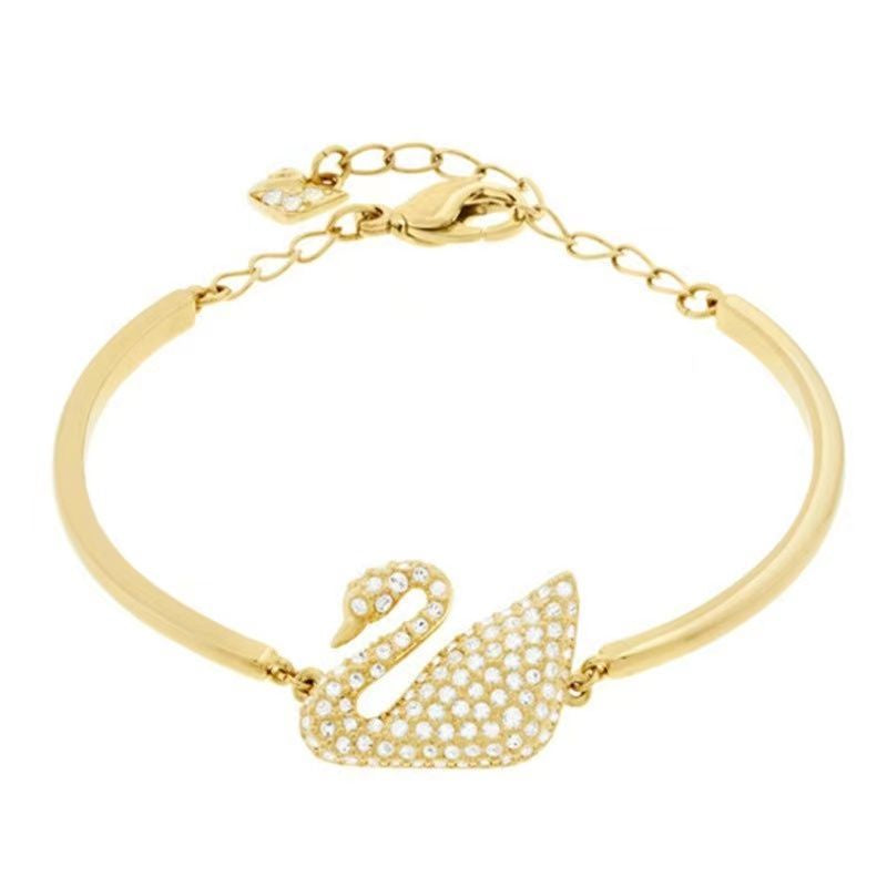 Pekanbaru Gelang Bracelets Fashion Swan Cuff Bracelet With Zircon Women Animal Bird