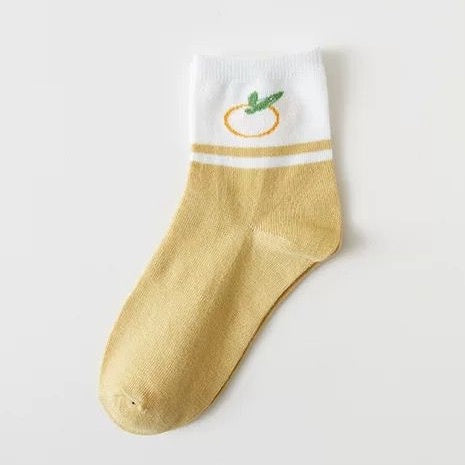 Kaos Kaki Orange White Kaos Kaki Jeruk Oren Jingga Putih Kaos Kaki Panjang Cute Orange Women Socks Kaos Kaki Berkualitas High Quality Sock Korean Style