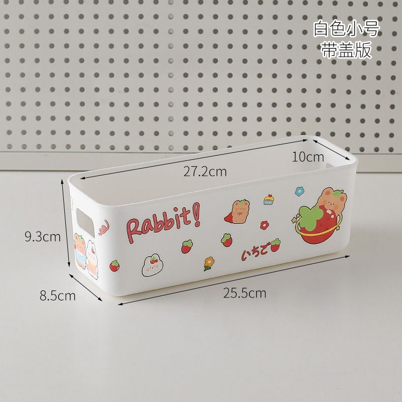 Rak Barang Putih Polos Kotak Penyimpanan Aesthetic Tempat Penyimpanan Pegangan Kiri Kanan Room Desk Organizer Berkualitas Stationary Kit Lucu Unik