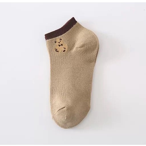Kaos Kaki Teddy Bear Pendek Coklat Hitam Putih Moka Cream Cute Bear Women Socks Kaos Kaki Beruang Lucu Berkualitas Kaos Kaki Soft Lembut High Quality Korean Style