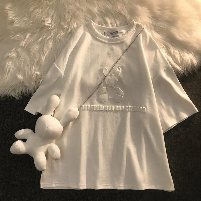 Kaos Oversize Rabbit Tas T-shirt Berkualitas Kelinci Lucu Rabbits Are Too Many For Us Korean Style