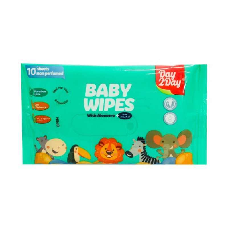 Pekanbaru Day 2 Day Baby Wipes Non Perfumed [10 Sheets]