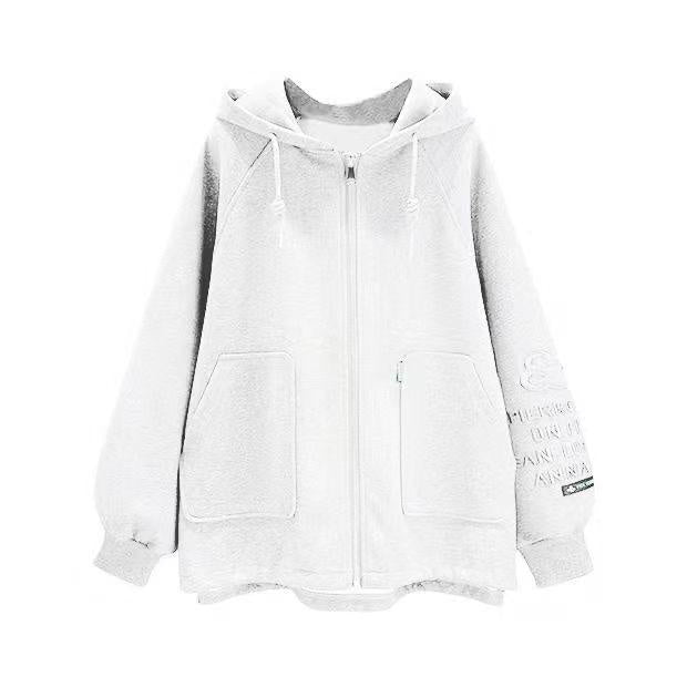 Jaket Mickey Mouse Zipper Oversize Hoodie Resleting Hitam Putih Abu-Abu Telinga Bulat Lucu Unik Berkualitas Hoodie Jacket Living For Yourself Bordir Topi Telinga Tikus Lucu Unisex Korean Style