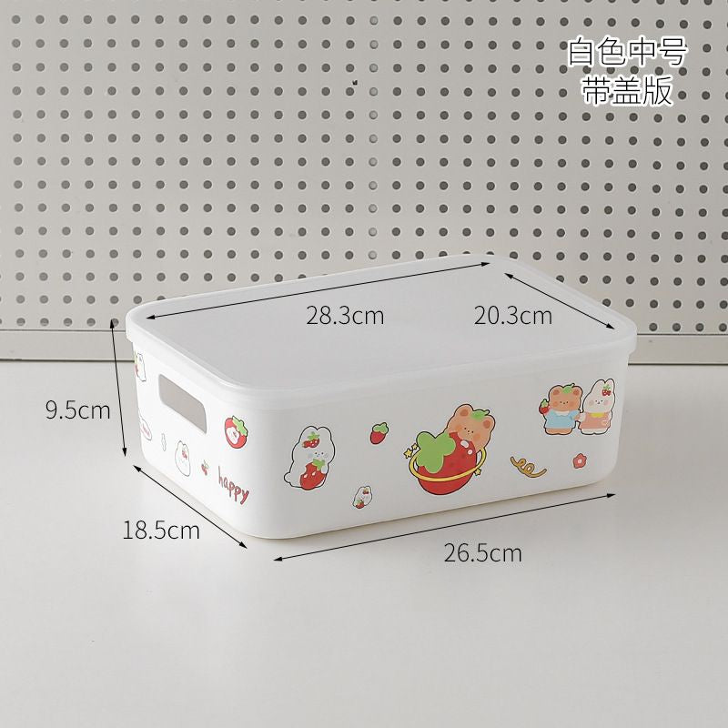Rak Barang Putih Polos Kotak Penyimpanan Aesthetic Tempat Penyimpanan Pegangan Kiri Kanan Room Desk Organizer Berkualitas Stationary Kit Lucu Unik