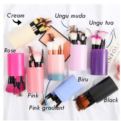 Pekanbaru (Isi 12Pcs) Kuas Make Up Tabung 12Pcs Make Up Brush 12 Set In 1 Tube Import Murah