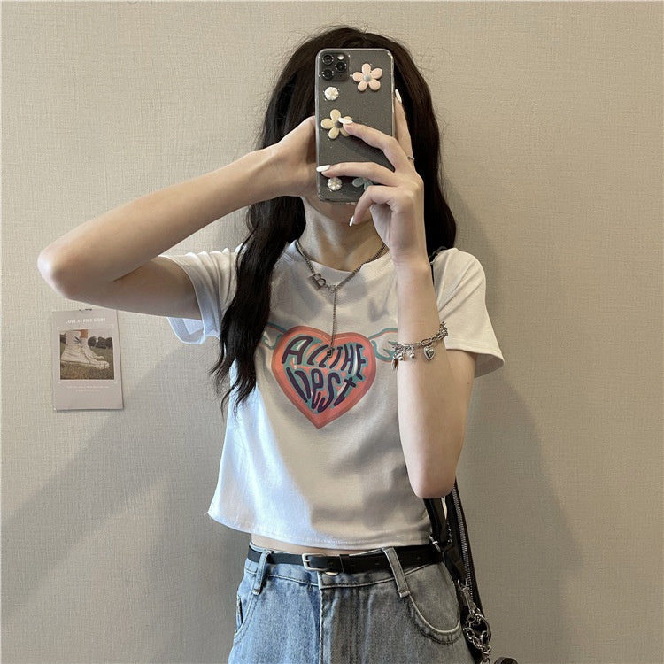 Kaos Crop Wanita All The Best Atasan Wanita Trend Kekinian Atasan Korea Korean Style
