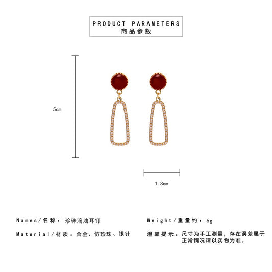 Pekanbaru Anting Wanita Bentuk Hati Maroon Anting Panjang Besar Anting Simple Elegan Maroon Woman Earrings Korean Style Anting Berkualitas