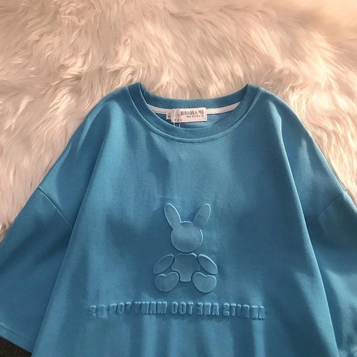 Kaos Oversize Rabbit Tas T-shirt Berkualitas Kelinci Lucu Rabbits Are Too Many For Us Korean Style
