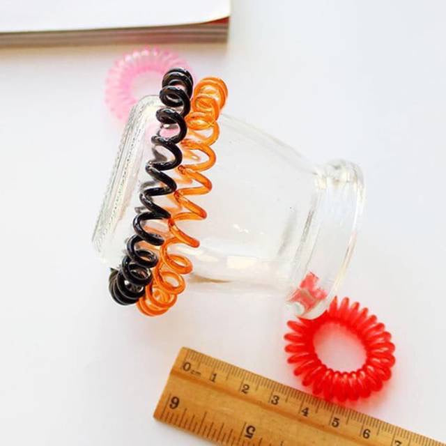 HR- KUNCIR IKAT RAMBUT KABEL HITAM WARNA WARNI IKAT SPIRAL MINI AKSESORIS WANITA ANAK / STIPPPA