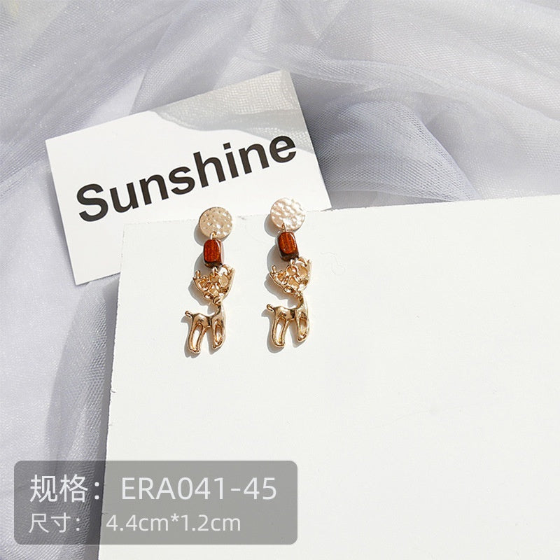 Anting Wanita Winter Snowflakes Jam Bintang Ekor Lumba Lumba Rusa Musim Salju Winter Season Woman Earrings Anting Berkualitas Natal Korean Style
