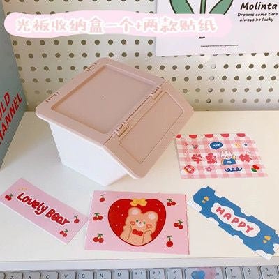 Tempat Penyimpanan Colorful Box Mini Aesthetic Serbaguna Tape Accessories Dengan Tutup Flip Lipat Stuff Organizer Stackable Stationary Kit