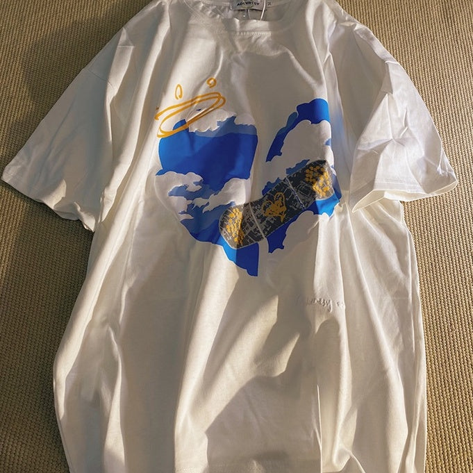 Kaos Oversize Awan Love Plester Angel Malaikat Kaos Trending Hype Kaos Keren Berkualitas Korean Style
