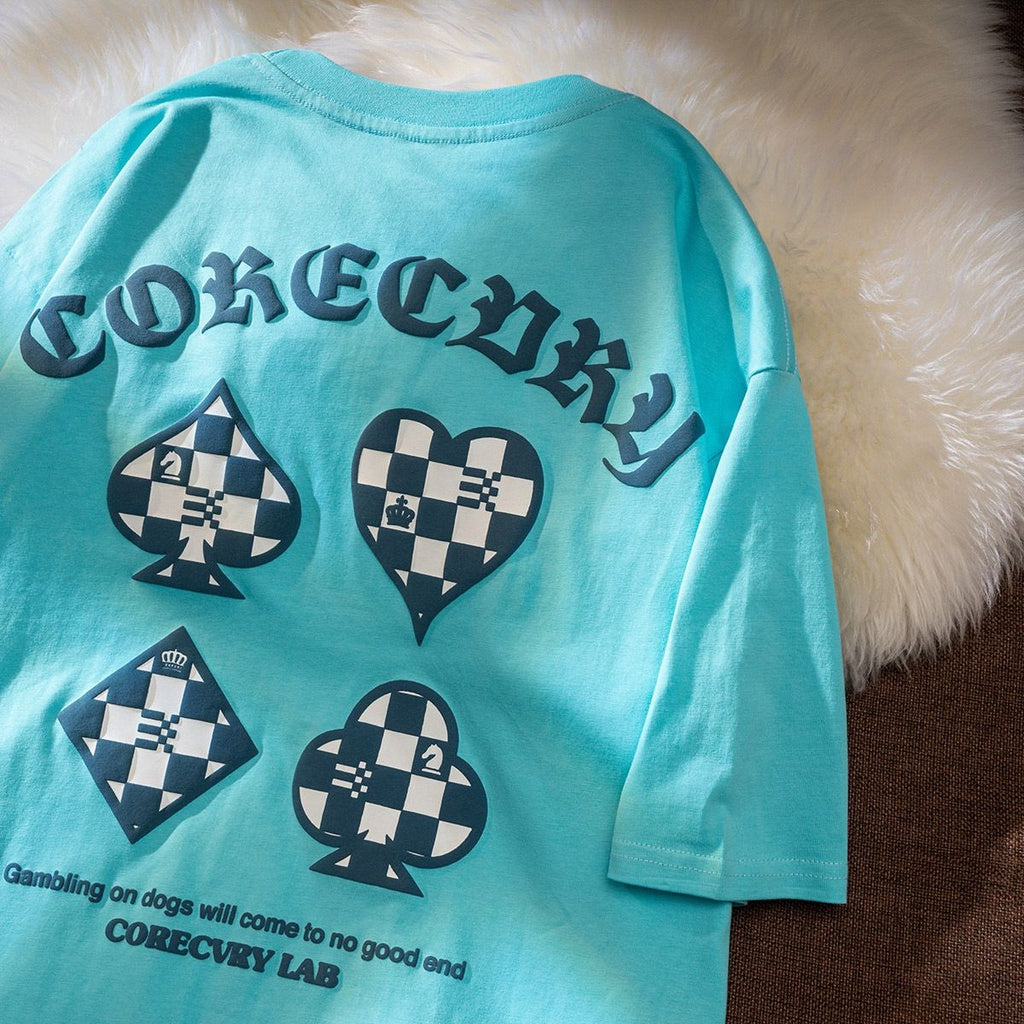 Kaos Oversize Poker Corecory Across The Future Tshirt Spade Heart Diamond Club T-shirt Couple Unisex Catur Chess Kuda Black White Berkualitas Street Style Corecvry Club Korean Style