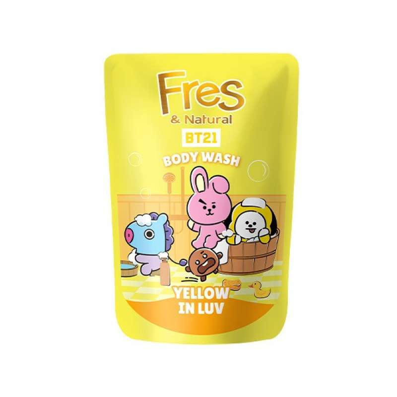 Pekanbaru FRES & NATURAL BODY WASH BT21 YELLOW 400ML POUCH