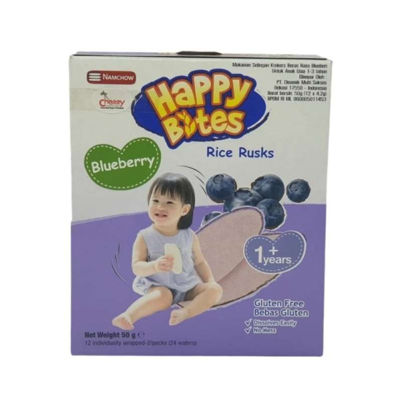 Pekanbaru Happy Bite Rice Rusks Blueberry 50Gr Box
