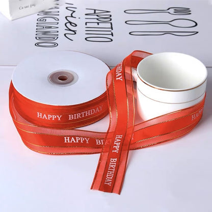 Pekanbaru Pita / Ribbon Tulisan Happy Birthday Warna Warni Per Meter
