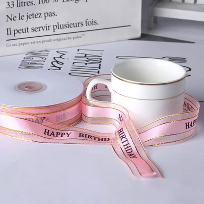 Pekanbaru Pita / Ribbon Tulisan Happy Birthday Warna Warni Per Meter