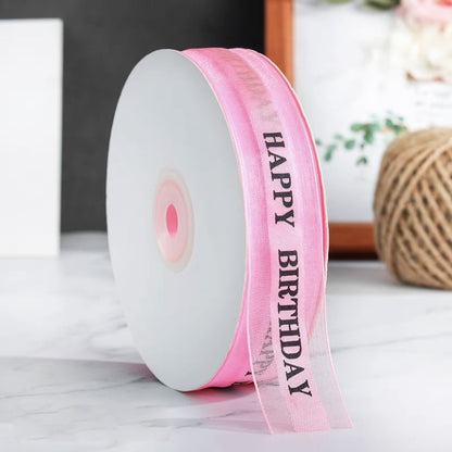 Pekanbaru Pita / Ribbon Tulisan Happy Birthday Warna Warni Per Meter