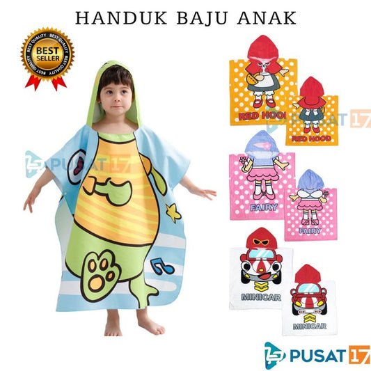Pekanbaru Baju Handuk Mandi Anak Karakter / Handuk Ponco Topi