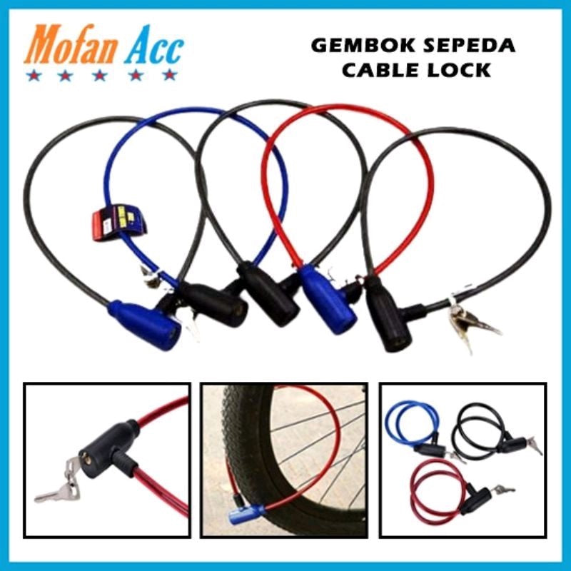 Pekanbaru Gembok Sepeda Cable Lock Kunci Kabel Pengaman Motor Helm Pentol Baja Karet