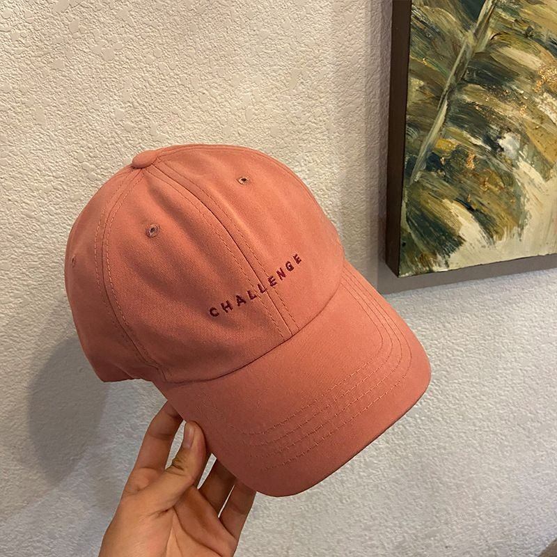 [littlecrab] Topi Baseball Cap Bordir Challenge Simple Aesthetic High Quality Polos Solid Color Fashion Topi Bisbol Korean Style