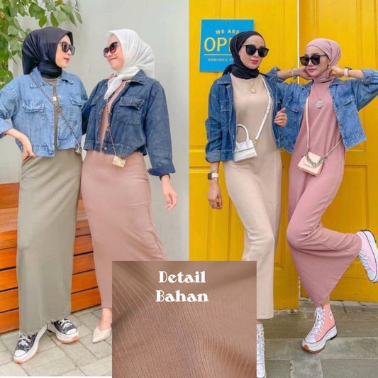 Pekanbaru Finely April Knit Inner Span/Dress Polos Panjang/Inne Polos