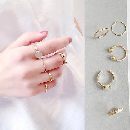 Pekanbaru Isi 4/8 Pcs  /Set Cincin Emas Hias Mutiara Gaya  Untuk Wanita