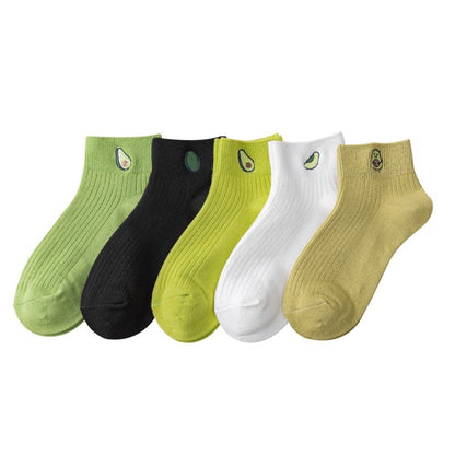 [littlecrab] Kaos Kaki Avocado Colorful Women Socks Import Avocado Kaos Kaki Hijau Buah Korean Style