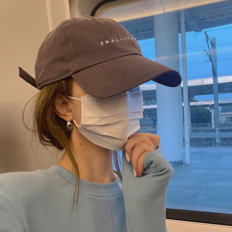 [littlecrab] Topi Baseball Cap Bordir Challenge Simple Aesthetic High Quality Polos Solid Color Fashion Topi Bisbol Korean Style