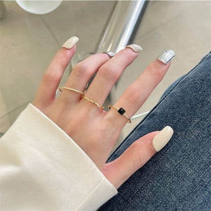 Pekanbaru Isi 4/8 Pcs  /Set Cincin Emas Hias Mutiara Gaya  Untuk Wanita